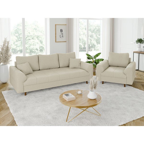 Bēšs velveta dīvāns 210 cm Ariella – Ropez-image-4