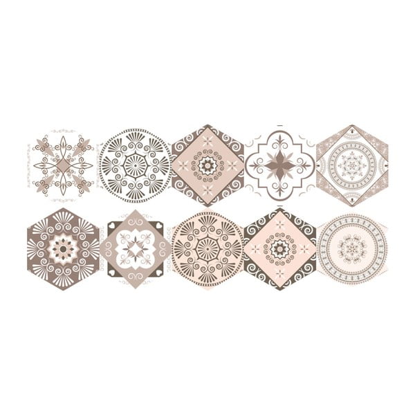 10 grīdas uzlīmju komplekts Ambiance Hexagons Cornalina, 40 x 90 cm