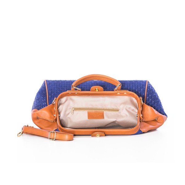 Ādas rokassoma Federica Bassi Braid Blue-image-1