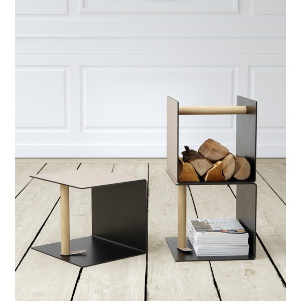 Melna/pelēka dekoratīva metāla/ekoloģiskās ādas uzglabāšanas kaste 32x38x31 cm Bull – LIND DNA-image-1