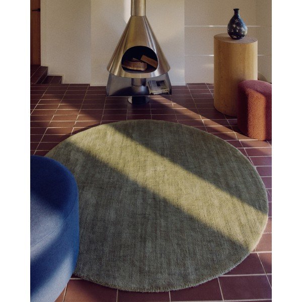 Zaļš apaļš paklājs ø 200 cm Empuries – Kave Home-image-1