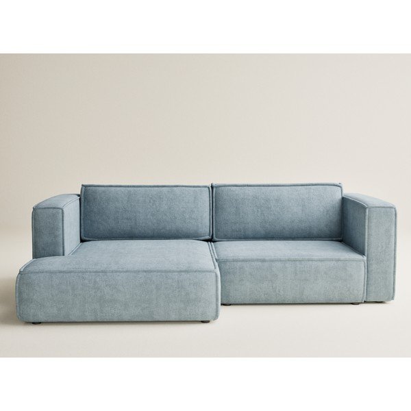 Gaiši zils salokāms stūra dīvāns no šenila auduma ar uzglabāšanas vietu (ar kreiso stūri/ar zvilni) Velto – Maison de Rêve-image-2