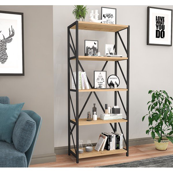 Melns priedes imitācijas plaukts 64x150 cm Eser – Gauge Concept-image-1