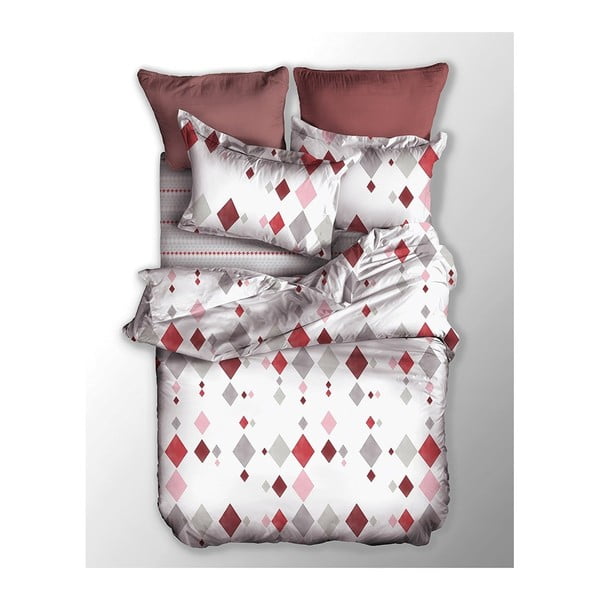 Sarkana/balta mikrošķiedras divvietīga gultas veļa 200x220 cm Romb – AmeliaHome