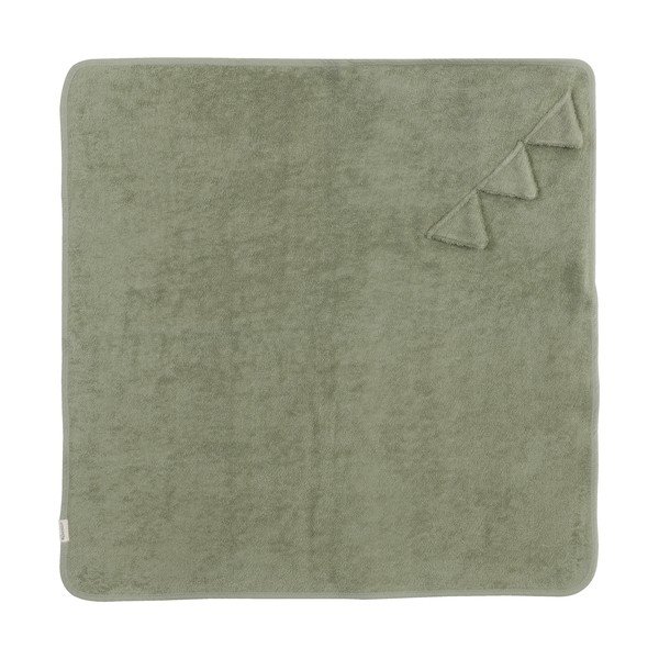 Zaļš kokvilnas bērnu dvielis ar kapuci 75x75 cm Dinosaur – Kindsgut-image-1