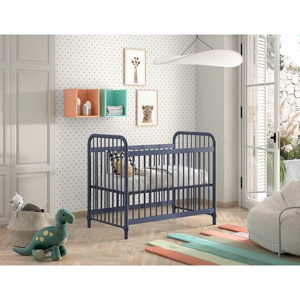 Zila metāla bērnu gultiņa 60x120 cm BRONXX – Vipack-image-3