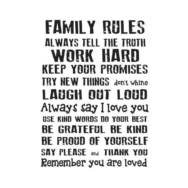 Vinila sienas uzlīme Really Nice Things Family Rules, 60 x 40 cm