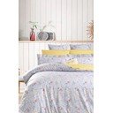 Dzeltena/pelēka divguļamā/īpaši gara gultas veļa no ranforce kokvilnas ar palagu 200x220 cm – Mila Home