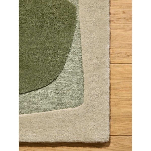 Zaļš/bēšs ar rokām darināts vilnas paklājs 200x290 cm Kinney – MADE-image-4