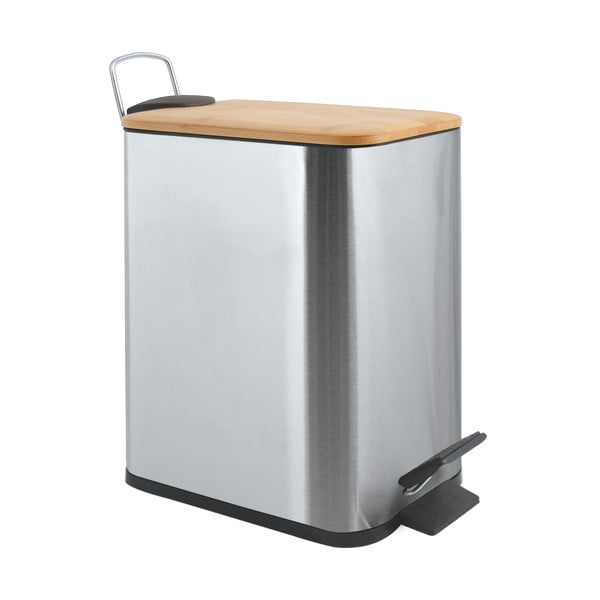Matētas sudraba krāsas tērauda atkritumu tvertne ar pedāli 5 l   Erik – Spirella