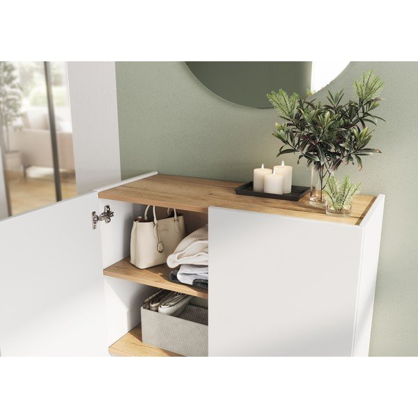 Balta priekšnama iekārta ar ozolkoka imitāciju 104x200x33 cm Alviano – Germania-image-4