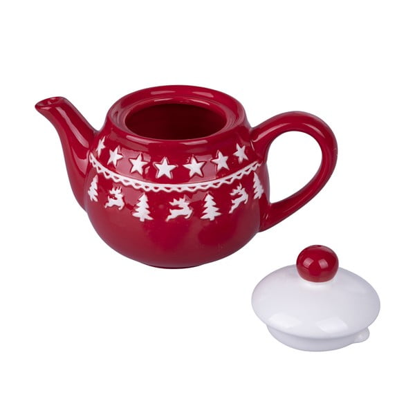Sarkanbalta keramikas Ziemassvētku tējkanna 520 ml Xmas - VDE Tivoli 1996