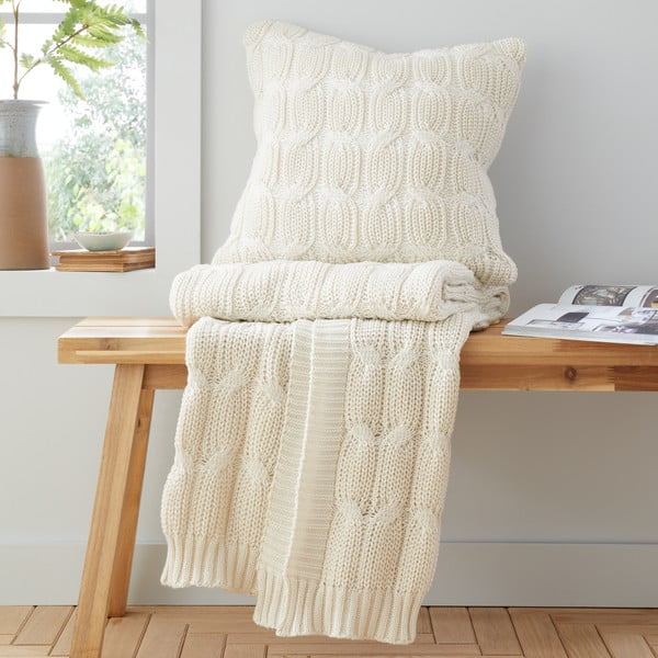 Balts/bēšs adīts pleds 130x170 cm Chunky Marl Knit – Catherine Lansfield-image-3