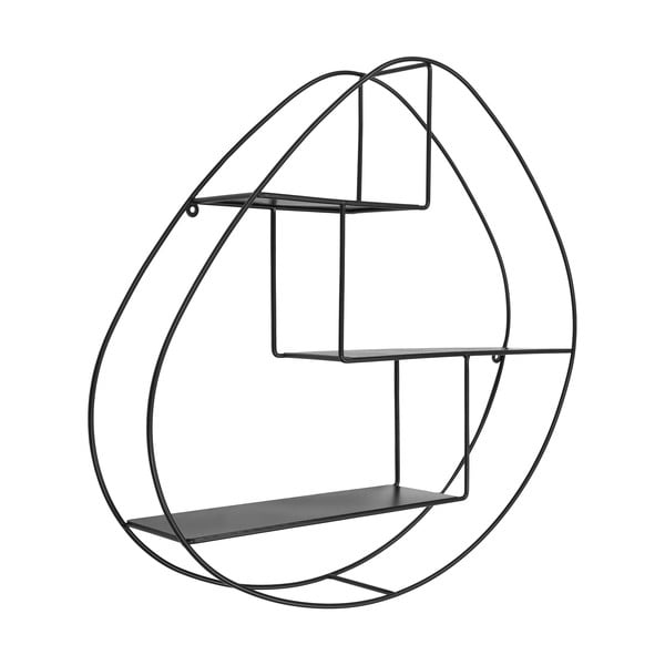 Melns daudzlīmeņu metāla sienas plaukts 60 cm Wrexham – House Nordic-image-2