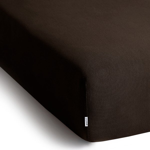 Tumši brūns trikotāžas palags ar gumiju 160x200 cm Amber – Restilo-image-2
