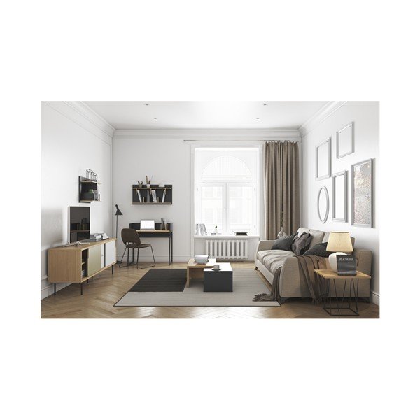 Melna sienas plauktu sistēma TemaHome Bern, 230 x 90 cm-image-1