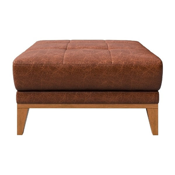 Konjaka brūns kāju soliņš no ādas MESONICA Musso Tufted-image-2