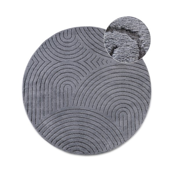 Antracīta pelēks apaļš paklājs ø 200 cm Panglao New York Anthracite – Elle Decoration