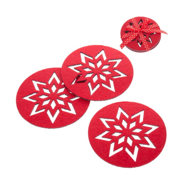 4 sarkanu Ziemassvētku paliktņu komplekts Unimasa Snowflake