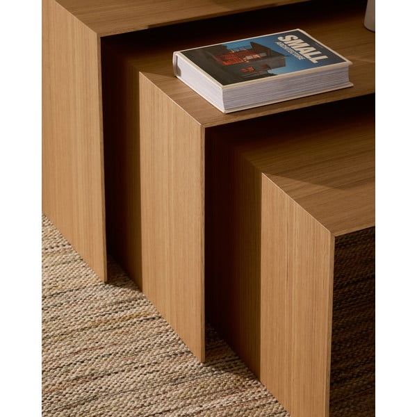 Sānu galdiņi (3 gab.) ar ozolkoka imitāciju 40x60 cm Litto – Kave Home-image-3