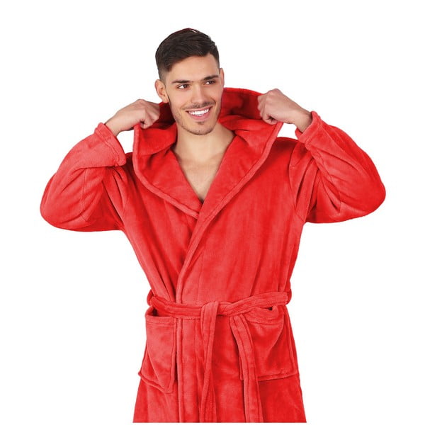 Sarkans unisex mikrošķiedras halāts DecoKing Robby, M izmērs-image-3