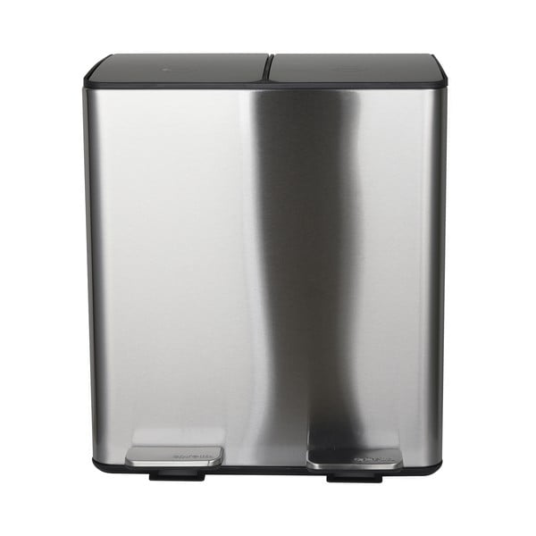 Matētas sudraba krāsas atkritumu šķirošanas tērauda atkritumu tvertne ar pedāli 2x20 l   Aliya – Spirella-image-2