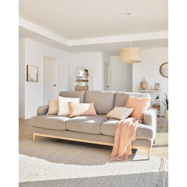 Pelēks dīvāns no buklē auduma 203 cm Mihaela – Kave Home-image-1