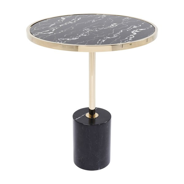 Melns sānu galdiņš ar zeltainu pamatni Kare Design San Remo Base, ø 46 cm