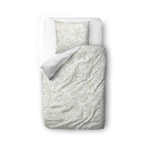 Balta/gaiši pelēka vienguļamā gultas veļa no kokvilnas satīna 140x200 cm Freezing – Butter Kings