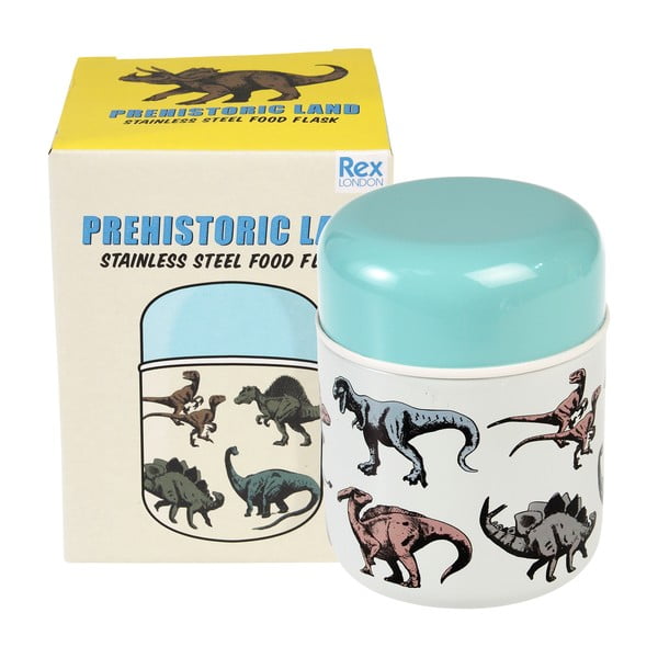 Zils/krēmkrāsas termoss pārtikai/bērnu 280 ml Prehistoric Land – Rex London-image-3