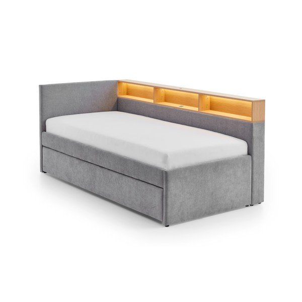 Pelēka stūra bērnu gulta ar veļas kasti bez režģa 90x200 cm Uno – Meise Möbel-image-4