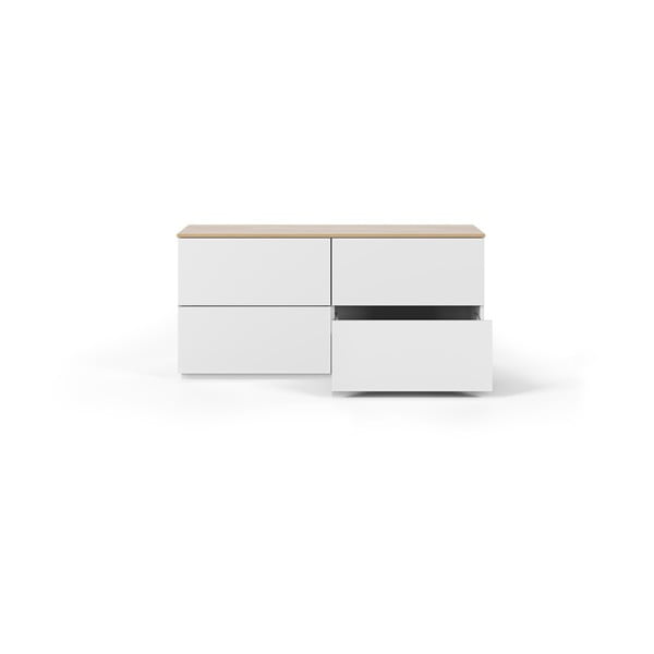 Balta kumode ar ozolkoka imitācijas virsmu, 120 x 54 cm Join – TemaHome-image-3