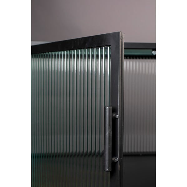 Melna metāla vitrīna 150x90 cm Boli – Dutchbone-image-3