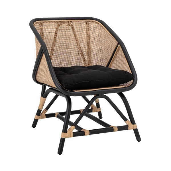 Melns/bēšs krēsls ar pinumu Loue – Bloomingville