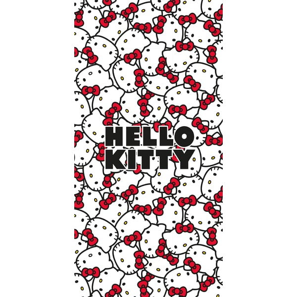 Sarkans/balts kokvilnas bērnu dvielis 70x140 cm Hello Kitty – Jerry Fabrics