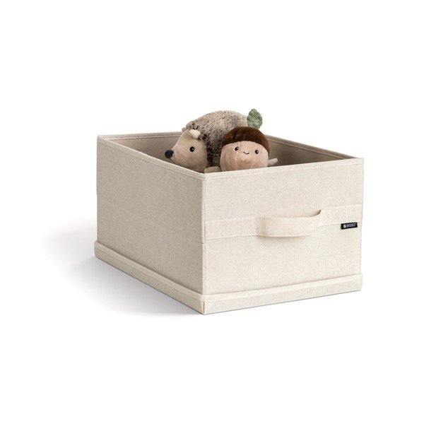 Bēša tekstila uzglabāšanas kaste ar vāku 31x41x22 cm Soft Storage Medium – Bigso-image-4