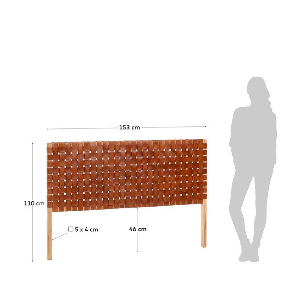 Tīkkoka un ādas galvgalis Kave Home Calixta, 153 x 110 cm-image-4