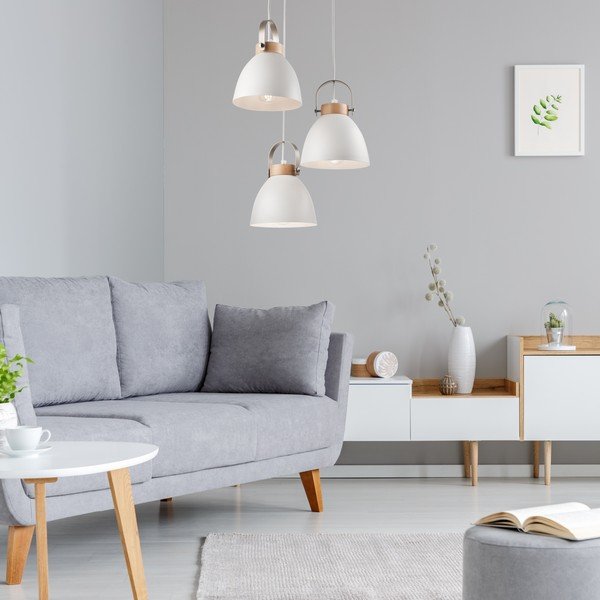 Balta piekaramā lampa ar metāla abažūru ø 37 cm Danielle – LAMKUR-image-1