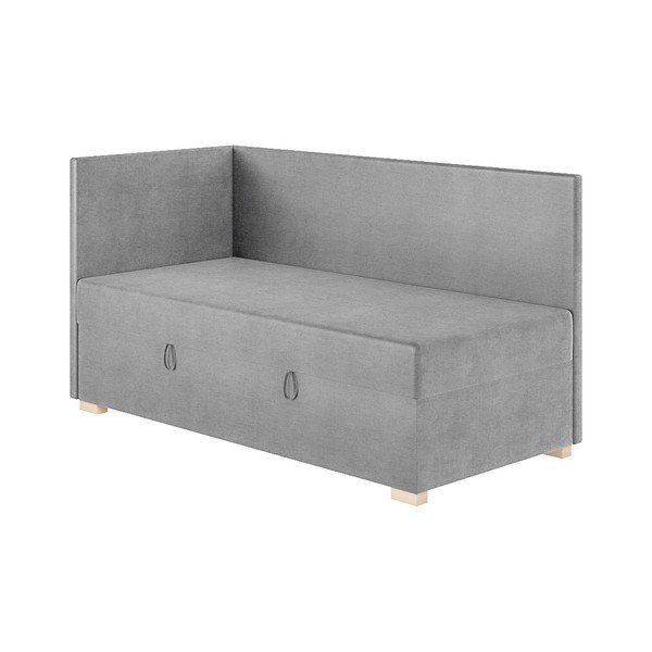 Pelēka stūra bērnu gulta ar veļas kasti ar matraci 90x200 cm Flexi – Ghado-image-3