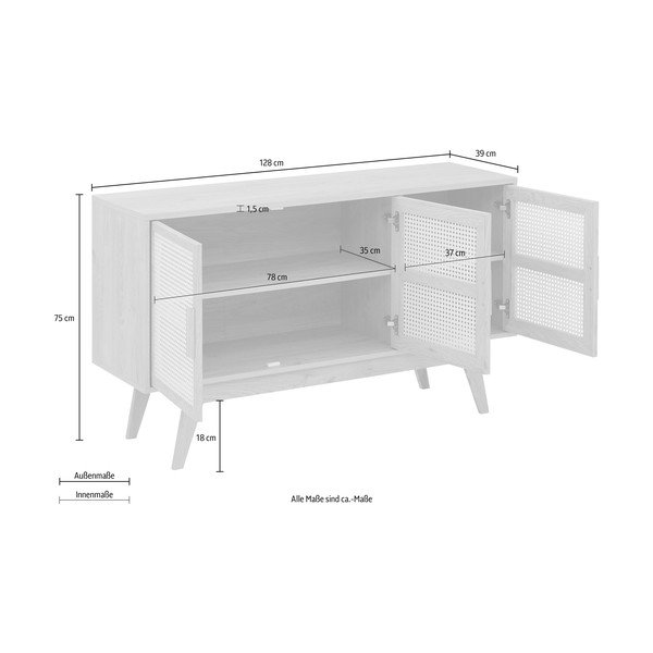 Dabīga toņa zema kumode ar ozolkoka imitāciju 128x75 cm Bridget – Støraa-image-4
