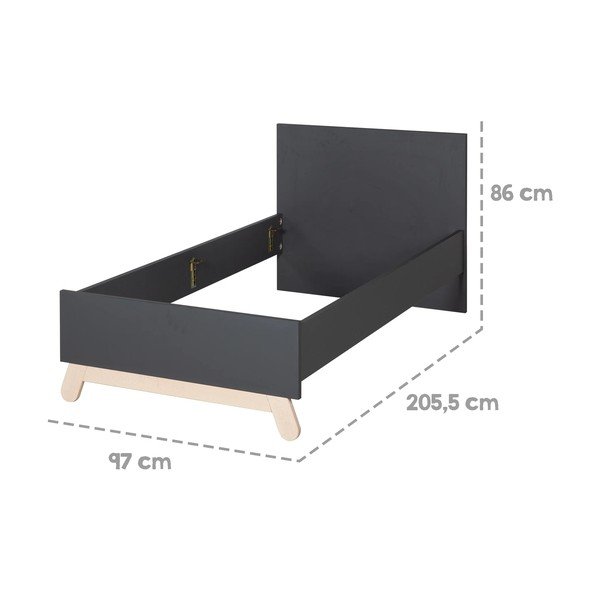 Melna bērnu gulta 90x200 cm Jara – Roba-image-3