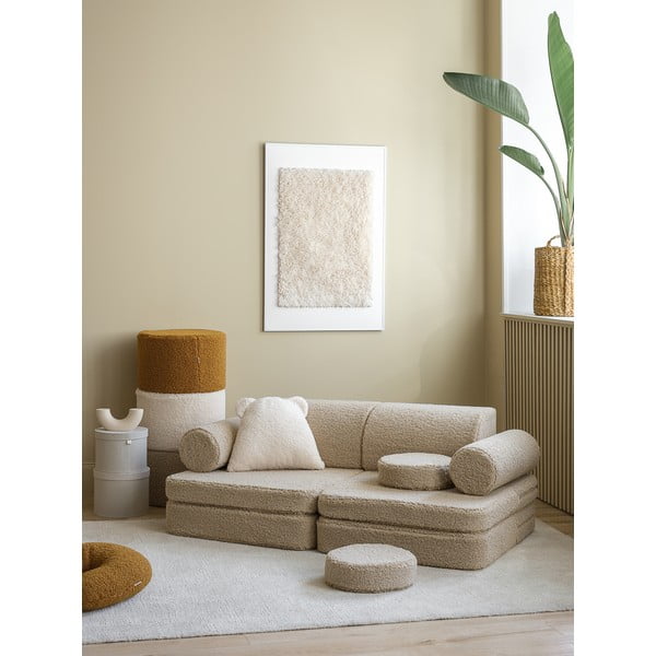 Gaiši brūns bērnu dīvāns no buklē auduma 132 cm Settee – Wigiwama-image-3