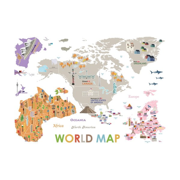 Sienas bērnu uzlīme 120x150 cm Giant World Map – Ambiance-image-1