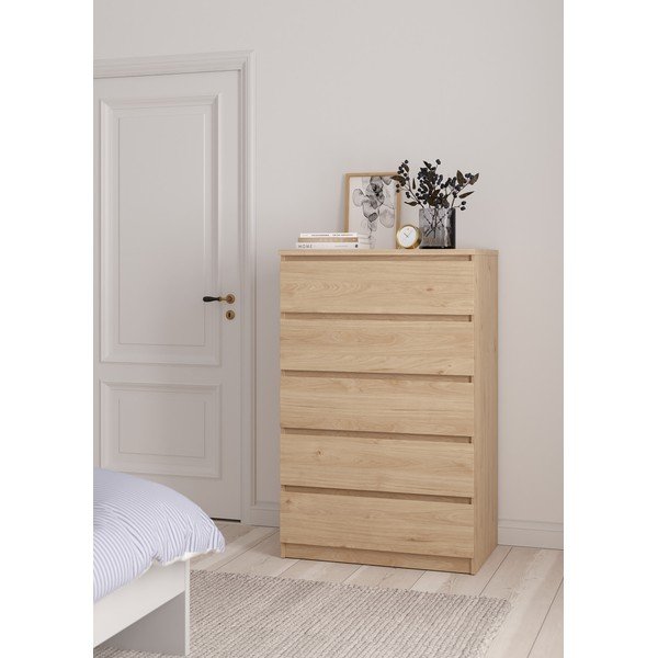 Dabīga toņa kumode ar ozolkoka imitāciju 77x121x50 cm Naia – Tvilum-image-1