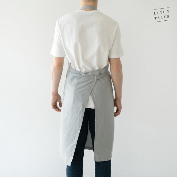 Gaiši pelēks lina priekšauts Linen Tales Chef, garums 100 cm-image-2