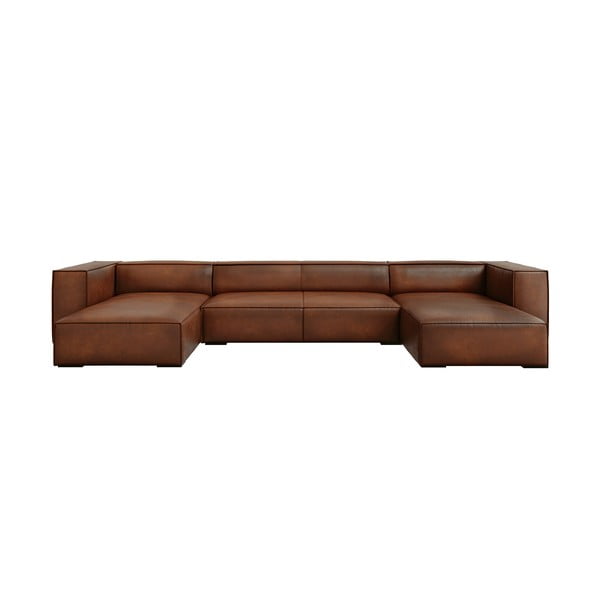 Konjaka brūnas ādas stūra dīvāns (U veida) Madame – Windsor & Co Sofas