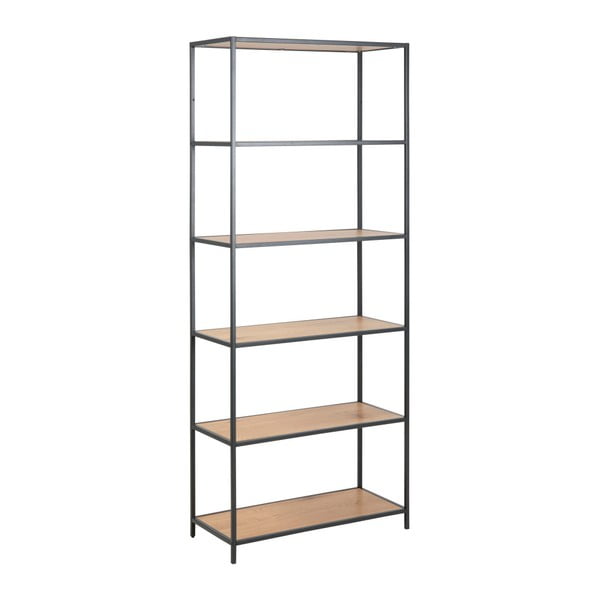 Melns/dabīga toņa plaukts ar ozolkoka imitāciju 77x185 cm Seaford – Actona-image-1