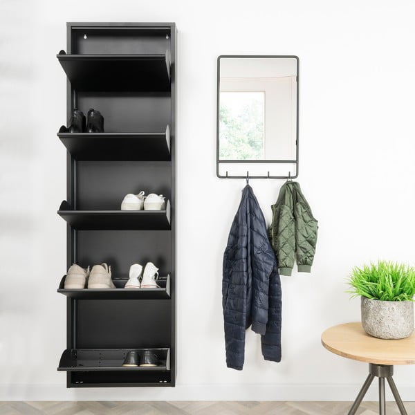 Melns metāla atverams apavu plaukts 50x169x15 cm Billy – Spinder Design-image-1