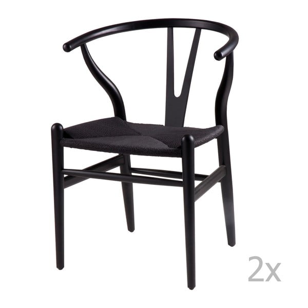 2 melnu koka ēdamistabas krēslu komplekts sømcasa Ada