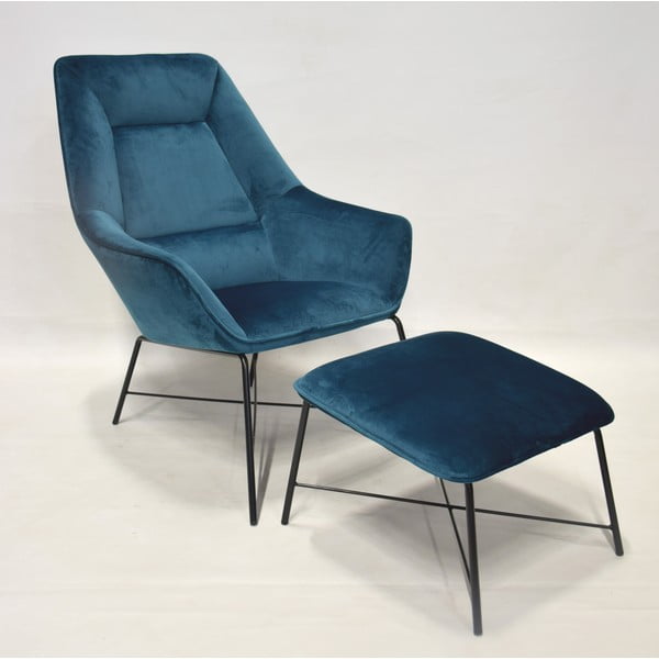 Zils samta krēsls ar kāju balstu RGE Adele